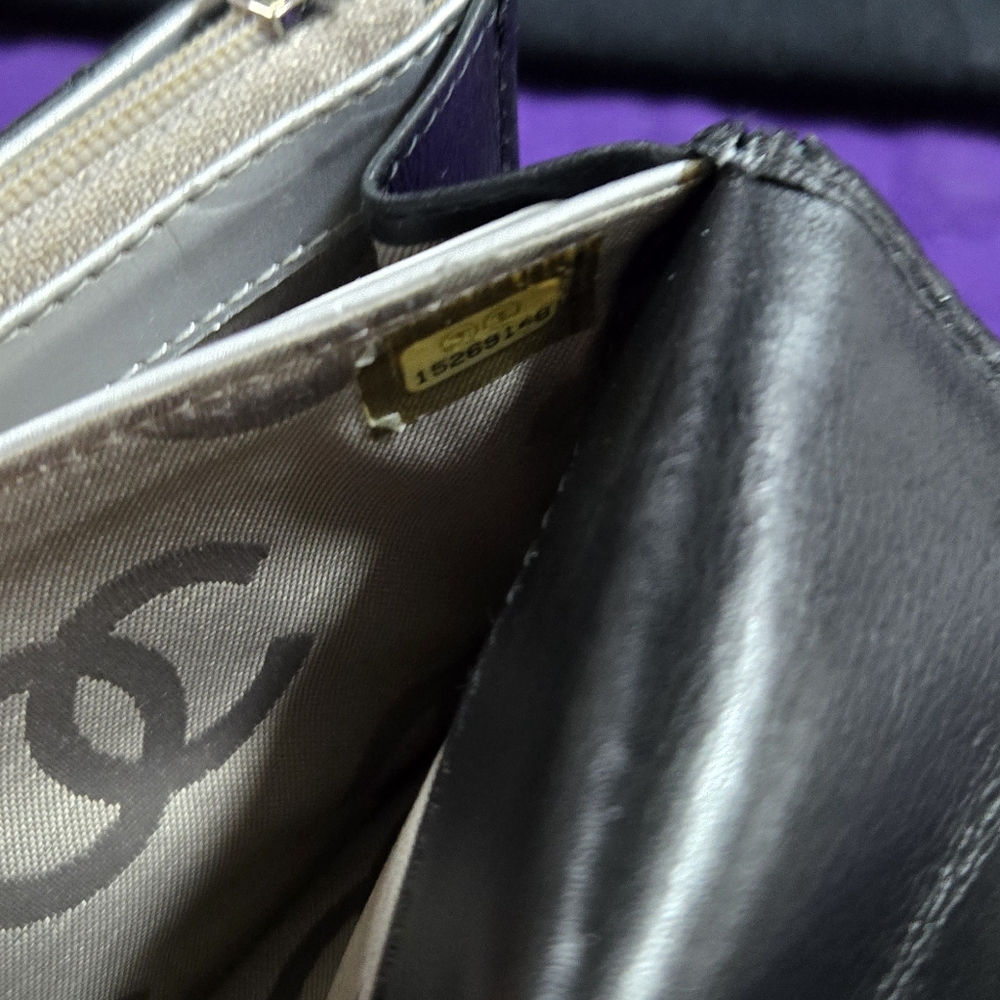 CHANEL CAMBON SILVER CC QUILTED LAMBSKIN WALLET - Picture 8 of 16